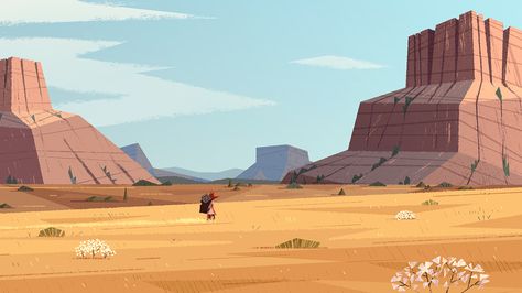 Benjamin Fluow / Prairie #illustration #texture Benjamin Flouw, Cartoon Decor, Bg Color, Bg Design, Desert Scene, Landscape Concept, Arte Cyberpunk, Landscape Background, Cartoon Background