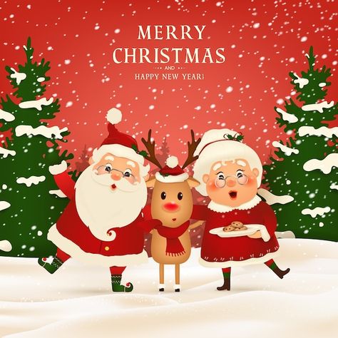 Christmas themed illustration | Premium Vector #Freepik #vector #santa-reindeer #clause #santa #santa-claus