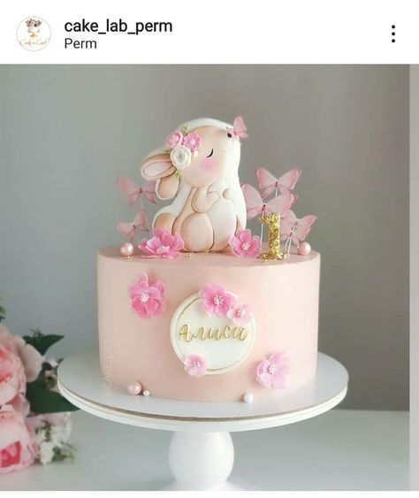 Bunny Birthday Cake, Bunny Birthday Party, Pastel Baby Shower, 1st Birthday Girl Decorations, Baby First Birthday Cake, Bunny Baby Shower, 1st Birthday Cakes, Bunny Birthday, Bunny Cake