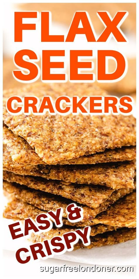 Flaxseed crackers are a fantastic gluten free staple to have around. Learn how to make these crispy, delicious flax crackers with just 4 ingredients! Only 0.3g net carbs for a portion of 4 crackers. Find plenty of ideas for flavour variations in the post. Flax Seed Crackers Keto, Flax Meal Crackers, Keto Flaxseed Crackers, Oat Flour Crackers Recipe, Flackers Crackers Recipe, Keto Seed Crackers Recipe, Diy Gluten Free Crackers, Seed Crackers Gluten Free, Flaxseed Crackers Recipes