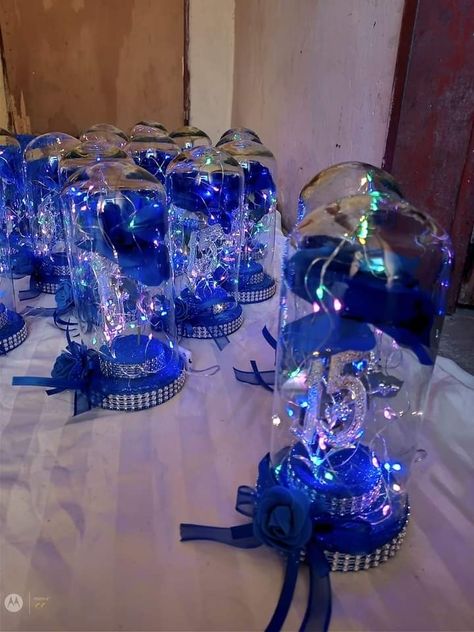 Quince Royal Blue Centerpieces, Royal Blue Centerpiece, Royal Blue 15 Centerpieces, Silver And Blue Quinceanera Decorations, Quinceañera Centerpieces Ideas Royal Blue, Quinceanera Table Decorations Blue, Quince Ramos Royal Blue, Starry Night Quinceanera Decoration, Quinceñera Centerpiece Ideas Blue