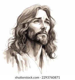 Jesus Pencil Drawing, Christian Drawing Ideas, Jesus Drawings Sketches, Drawings Of Jesus, Drawing Long Hair, Jesus Christ Drawing, Jesus Sketch, Jesus Christ On The Cross, Sketch Black And White