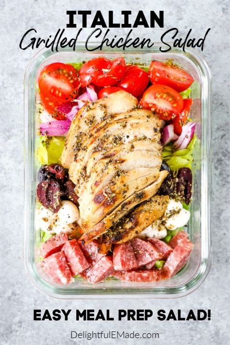 Italian Chicken Salad - Healthy & EASY Meal Prep Salad idea! Italian Chicken Salad, Healthy Easy Meal Prep, Meal Prep Salad, Prep Salad, Pasti Fit, Delicious Meal Prep, Salad Lunch, Meal Prep For Beginners, Best Meal Prep