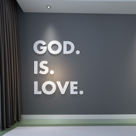 God is Love Wall Art Sign, Bible Verse Wall Art, Christian Home Decor, Home Wall Art Decor This Wall Art can be used as a decorative piece in various spaces and environments. ---------------------------------LINKS--------------------------------- To view more Art that will look gorgeous on Your Walls Visit our Store: https://www.etsy.com/shop/homeartstickers For more Quotes & Phrases visit: https://www.etsy.com/shop/HomeArtStickers?section_id=26394381 -------------------------PRODUCT DETAILS---- Christian Murals, Amour Art, Salon Suite Decor, Church Wall Art, Church Interior Design, Selfie Wall, God Is Love, Wall Art Christian, Christian Home Decor