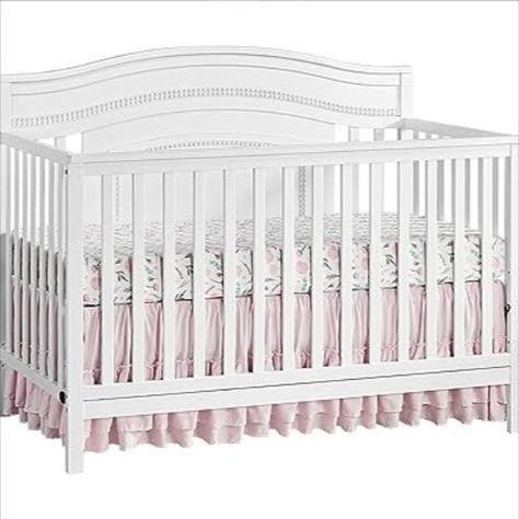 Oxford Baby Briella 4-in-1 Convertible Crib, White, GreenGuard Gold Certified Bed Guard Rails, Bed Guard, Baby Cribs Convertible, Growing Child, Nursery Furniture Collections, Baby Crib Mattress, Guard Rail, Toddler Bed Set, Curved Headboard