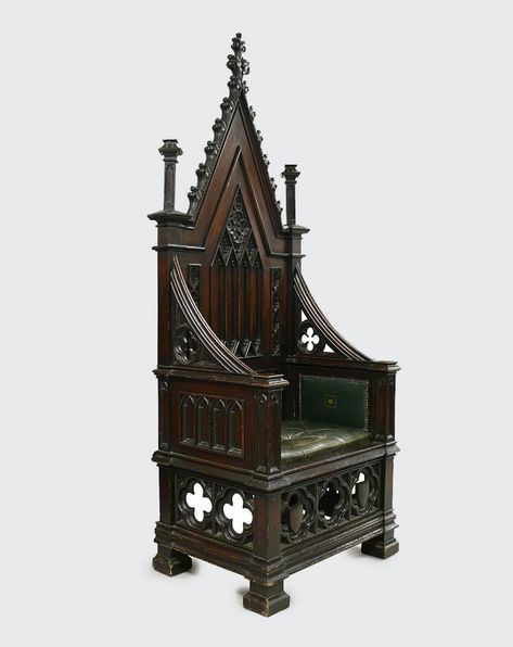 Medieval Throne, Gothic Revival Furniture, Medieval Furniture, Medieval Gothic, Gothic Furniture, Real Video, Carved Furniture, Goth Decor, Victorian Furniture