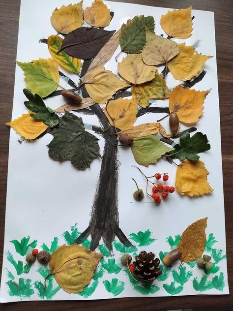 Nature Collage For Kids, Pinecone Animals, Fun Fall Crafts For Kids, Leaf Rubbings, Leaf Collage, Leaf Projects, Kindergarten Art Projects, Simple Collage, Nature Collage