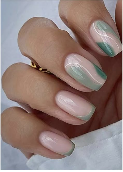 Sage green nails short Sage Green Nails, Nail Growth Tips, Aztec Nails, Checkered Nails, Bridesmaids Nails, Green Nail Art, Squoval Nails, Green Nail Designs, Simple Gel Nails