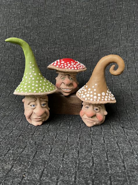 Toadstool Ornaments, Pot Faces, Felt Ideas, Stash Jars, Forest Creatures, Clay Pot, Polymer Clay Creations, Clay Pots, Clay Creations