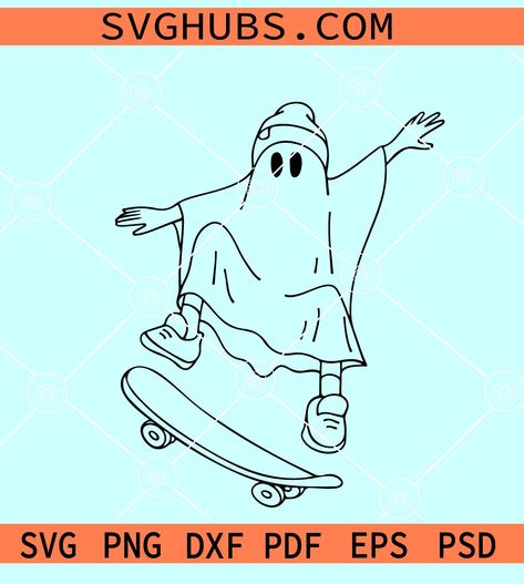 Skating ghost SVG, Ghost On Skateboard Svg, Skateboarding Ghost Svg, Ghost Svg, Skateboard Svg, Halloween Svg, Skate svg, Spooky Svg Ghost On Skateboard, Skateboard Tattoo, Spooky Svg, Ghost Tattoo, Ghost Svg, Sonny Angel, Svg Halloween, Roller Skate, Halloween Svg