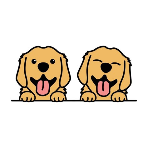 Lab Cartoon Dog, Puppy Cartoon Drawing, Golden Retriever Logo, Golden Retriever Drawing Cartoon, Dog Drawing Golden Retriever, Golden Retriever Puppy Drawing, Puppies Drawing, Cartoon Golden Retriever, Cute Puppy Cartoon