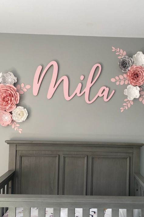 Mila Personalized Name Sign Sign Inspiration, Toddler Bedroom Girl, Name Wall Decor, Nursery Name Sign, Nursery Room Design, Nursery Name, Nursery Signs, Cool Ideas, Name Sign