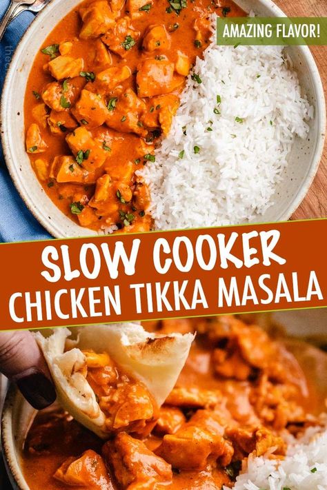 Tikka Masala Crockpot, Slow Cooker Tikka Masala, Slow Cooker Chicken Tikka Masala, Poulet Tikka Masala, The Chunky Chef, Chunky Chef, Cibo Asiatico, Easy Slow Cooker Chicken, Chicken Masala