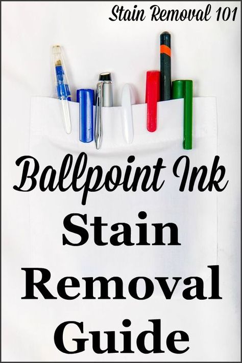 Ballpoint ink stain removal guide for clothing, upholstery, carpet and more {on Stain Removal 101} Ink Removal, Ink Stain Removal, Stain Removal Guide, Cleaning Painted Walls, Pen Stain, Cleaner Recipes, Deep Cleaning Tips, Laundry Tips, Cleaning Laundry