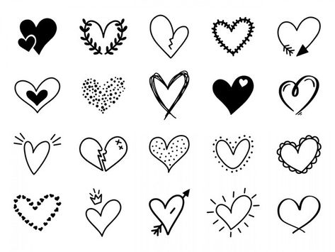 Hearts Doodle, Doodle Love, Valentine Drawing, Heart Doodle, Love Doodles, Creative Photoshop, Heart Hands Drawing, Painted Hearts, Valentines Day Greetings