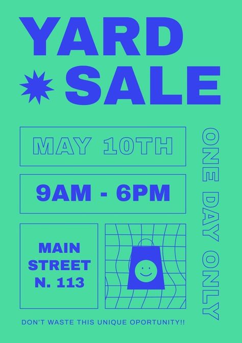 Modern Duotone Yard Sale Flyer Canva Flyer Templates, Duotone Graphic Design, Sample Sale Poster, Market Flyer Design, Pop Up Flyer, Yard Sale Flyer, Garage Sale Flyer, Event Poster Inspiration, Sale Flyer Design