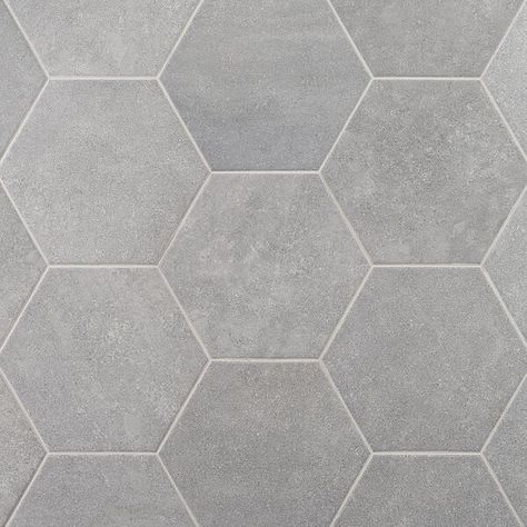 Ivy Hill Tile Sanskrit 9" x 10" Porcelain Pattered Subway Wall & Floor Tile | Wayfair Gray Hexagon Tile Bathroom Floor, Grey Hexagon Tile, Gray Hexagon Tile, Hexagon Tile Bathroom Floor, Hexagon Tile Bathroom, Porcelain Hexagon Tile, Artmore Tile, Hexagon Floor, Hexagon Tile Floor