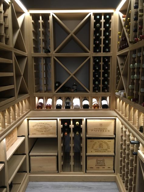 Wine Seller Ideas, Wine Cellar Closet, Wine Seller, Cave A Vin, Wine Room Design, Glass Wine Cellar, Danish Oil Finish, House Pantry, Dads Room