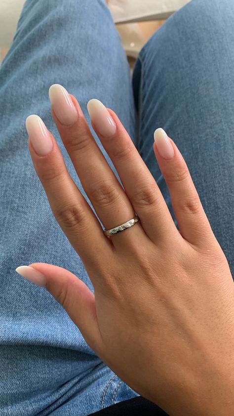 Round Long Nails, Round Nails Long, Rounded Nails Long, Long Round Nails, Rubber Nails, Round Square Nails, Pale Nails, Casual Nails, Blush Nails