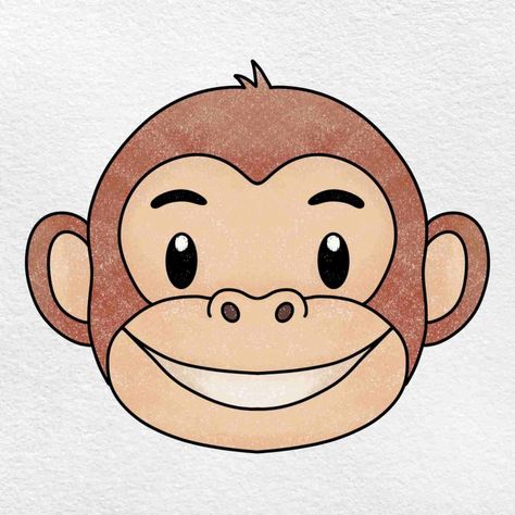 How to Draw a Monkey Face - HelloArtsy Monkey Face Drawing, Monkey Drawing Easy, Face Pencil Drawing, Monkey Drawing, Feet Drawing, Ideas For Fun, Easy Animal Drawings, Tree Drawings Pencil, Monkey Wallpaper