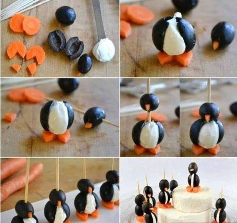 Healthy penguin snacks :) Pictures Of Penguins, Penguin Snacks, Kotak Bento, Decorações Com Comidas, God Mat, 50 Christmas, Snacks Für Party, Fun Kids Food, Play Food