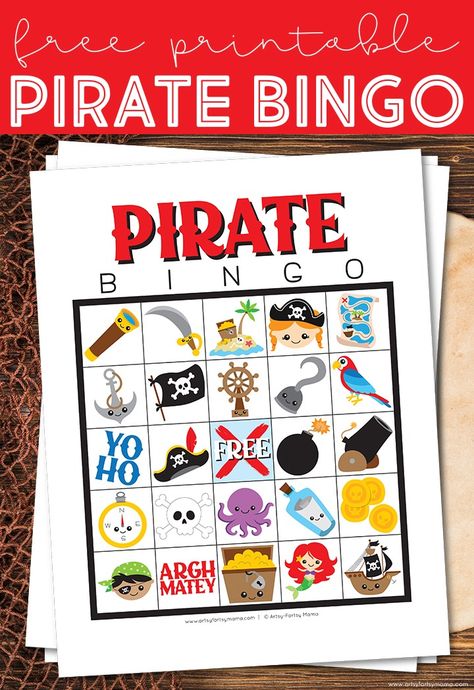 Free Printable Pirate Bingo #freeprintable #partyprintable #partygames #pirate #talklikeapirateday #bingo #freebies #partygame #partyactivities #kidsactivities Pirate Bingo, Pirate Name, Pirate Party Games, Kids Pirate Party, Bingo Games For Kids, Game Bingo, Printable Bingo Games, Pirate Names, Pirate Activities