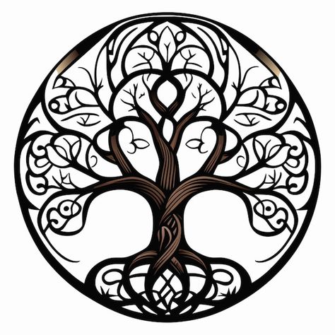 arbre de vie de style celtique tatouage illustration vectorielle Celtic Tree Of Life Tattoo Men, Yggdrasil Art, Tree Of Life Tattoo Design, Yggdrasil Tree, Forearm Band Tattoos, Celtic Tattoo, Upper Arm Tattoos, Art Nouveau Flowers, Tree Of Life Tattoo