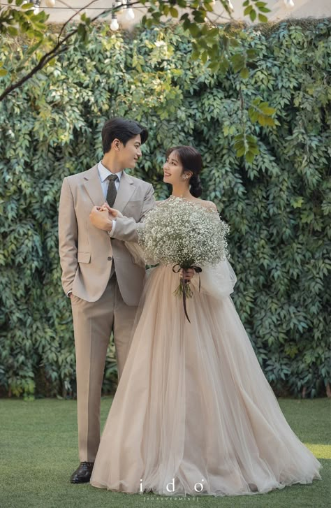 Korean Wedding Photography, Korea Wedding, Korean Wedding, Romantic Bride, Soft Tulle, Pre Wedding Photoshoot, Long Puff Sleeves, Wedding Photoshoot, Bridal Gown