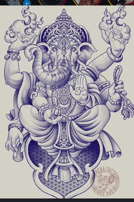 Ganesha Tattoo Back, Ganesha Tattoo Mandala, Ganpati Tattoo, Geometric Tattoo Hand, Gods Images, Ganesha Sketch, Ganesh Tattoo, Elephant Sketch, Krishna Tattoo