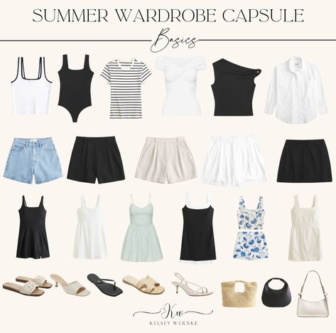 Summer wardrobe capsule ~basics~ are perfect when you you’re on the go and need to quickly grab something light for the summer heat at the same time something casual cute. I love having neutral basics cause they are so easy to mix & match quickly! #summerstyle #summeroutfit #summeroutfits #summerbasics #summercapsule Summer Wardrobe Capsule, Capsule Basics, Neutral Basics, Wardrobe Capsule, Summer Basics, Summer Capsule Wardrobe, Summer Heat, Mix N Match, Summer Wardrobe