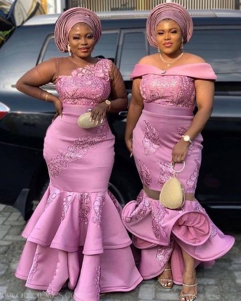 Exquisite Nigerian Lace Asoebi Styles-Volume 10 – A Million Styles Onion Colour Dress, Classy Asoebi Styles, Onion Colour, Latest Lace Styles, Lace Asoebi Styles, Unique Ankara Styles, Aso Ebi Lace Styles, Latest Aso Ebi Styles, Lace Gown Styles