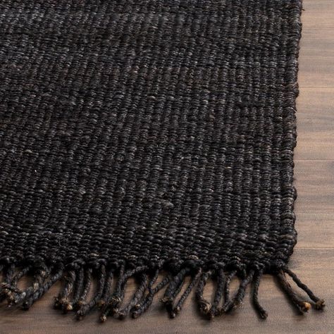 Safavieh Natural Fiber Black 5 ft. x 8 ft. Indoor Area Rug-NF368D-5 - The Home Depot Natural Fiber Area Rug, Jute Area Rug, Jute Rug Runner, Braided Area Rugs, Solid Color Rug, Jute Area Rugs, Pool Furniture, Natural Fiber Rugs, Black Area Rugs