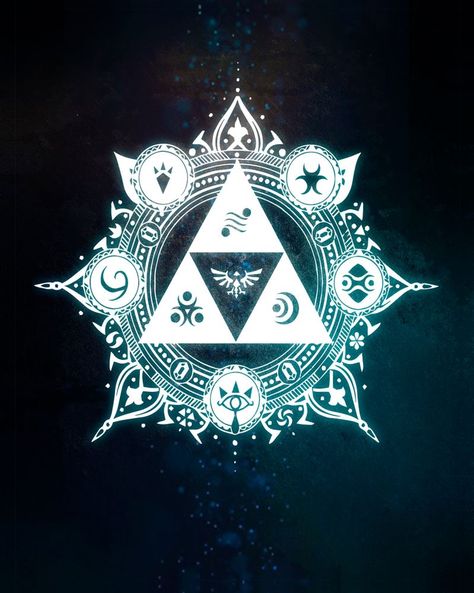 Triforce Design, Triforce Symbol, Zelda Tattoo, Botw Zelda, Sketch Tattoo Design, Magic Symbols, Link Zelda, Nintendo Art, Zelda Art