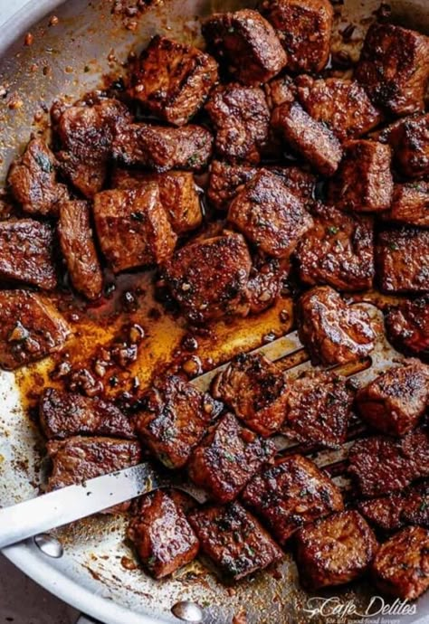 Our Best Beef Cube Recipes - The Kitchen Community Beef Chunks Recipes, Cajun Butter Steak, Beef Stew Cubes, Beef Cube Steak Recipes, Beef Cubed Steak, Beef Cubes, Butter Steak Bites, Spaghetti With Ground Beef, Chinese Beef