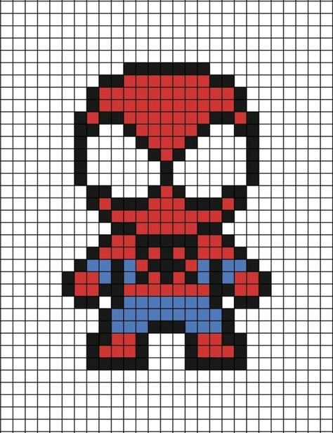 Pixel Art Facil, Pixel Art Animals, Spiderman Pixel Art, Art Spiderman, Spiderman Drawing, Graph Paper Drawings, Easy Pixel Art, Pixel Art Templates, Pixel Drawing