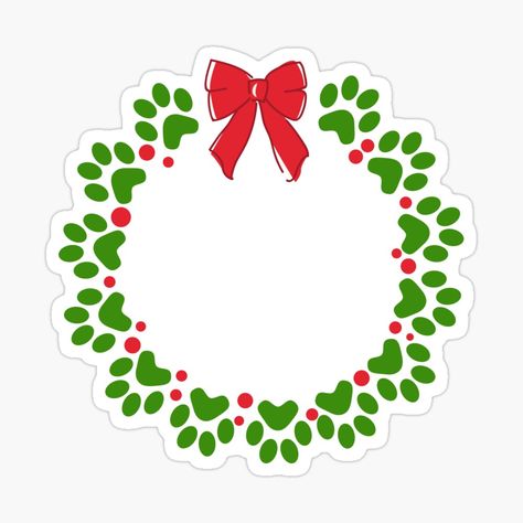 Get my art printed on awesome products. Support me at Redbubble #RBandME: https://www.redbubble.com/i/sticker/Christmas-Wreath-Holly-Paw-Print-Dog-Cat-Animal-Festive-by-AubrieBea/165249457.EJUG5?asc=u Dog Pawprint Christmas Art, Christmas Tree Paw Prints, Christmas Paw Print, Cat Silhouette Christmas Wreath, Pet Christmas Wreath, Paw Print Design, Dog Stickers, Dog Themed, Pets Cats