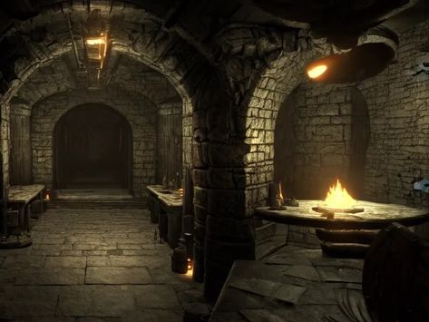 delicious torch lit prison dungeon jail cell | Stable Diffusion Medieval Prison, Jail Cell, Elder Scrolls V Skyrim, The Elder Scrolls, Torch Light, Unreal Engine, Elder Scrolls, Skyrim, Stables