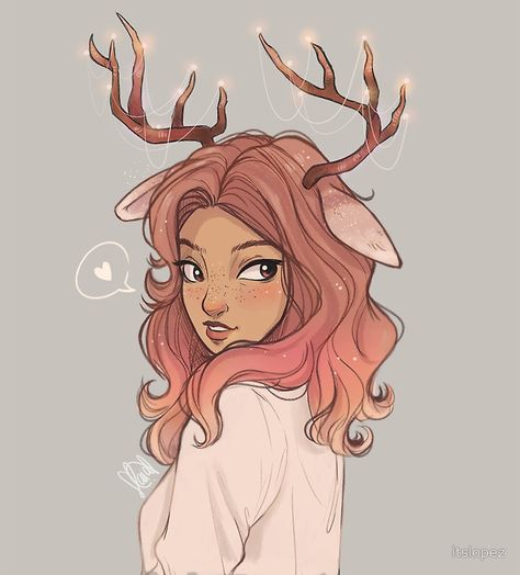 Deer by itslopez Deer Girl, Pablo Picasso, A Drawing, Girl Drawing, Drawing People, 그림 그리기, Character Drawing, Antlers, The Words