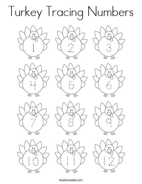 Turkey Tracing Numbers Coloring Page - Twisty Noodle Turkey Worksheets, Thanksgiving Activities Preschool, Tracing Numbers, Thanksgiving Lessons, Thanksgiving Kindergarten, Thanksgiving Crafts Preschool, Thanksgiving Worksheets, Thanksgiving School, Twisty Noodle