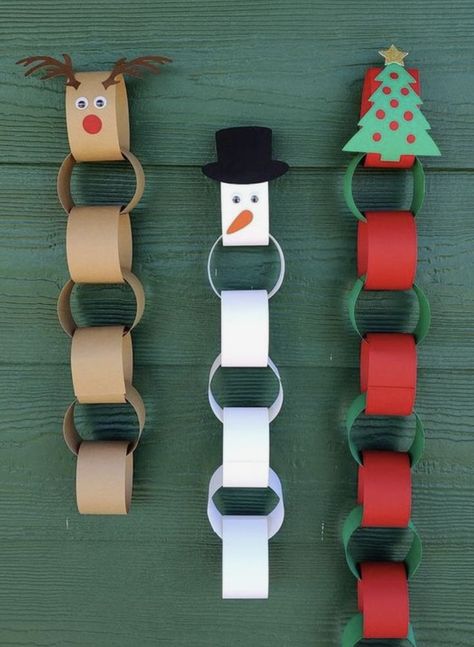 Christmas Countdown Crafts, Classroom Christmas Decorations, Preschool Christmas Crafts, Christmas Crafts For Kids To Make, Christmas Arts And Crafts, Paper Chains, Fun Christmas Crafts, Easy Christmas Decorations, Xmas Diy