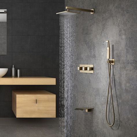 Rain Shower System, Gold Shower, Shower Fixtures, Shower Faucet Sets, Rainfall Shower Head, Tub Spout, Rainfall Shower, Rain Shower Head, Bathtub Shower