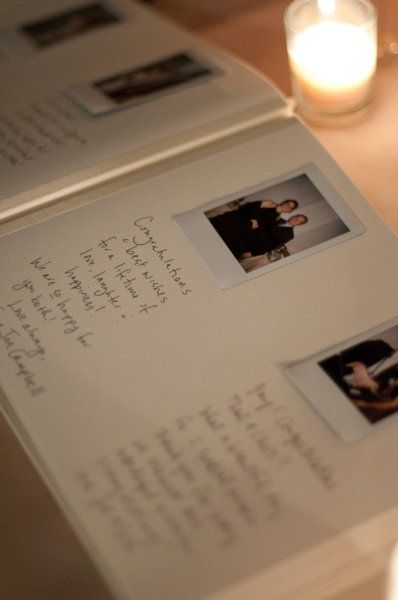 You could have a Polaroid camera with the guestbook. The guests would snap a pic and then stick it to the page and write their note to you! i seriously LOVE this idea! Cheaper than a photoboth. Polaroid Guest Book, Polaroid Camera, Stick It, Foto Tips, Cute Wedding Ideas, I Got Married, Wedding Wishes, Fairytale Wedding, A Pic