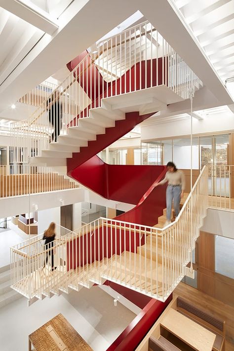 Millennial Office, Timber Planks, Comfortable Workspace, Building Stairs, British Architecture, Roof Extension, Stairs Architecture, Architectural Practice, Brick Lane