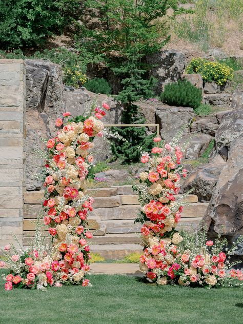 Green Hydrangea Wedding, Peach Hydrangea, Pink Garden Rose, White Delphinium, Wedding Trellis, Rose Ceremony, Ceremony Arbor, Coral Peony, Sage Green Wedding Colors