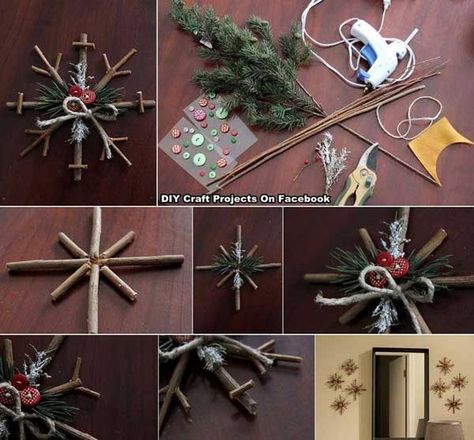 How to DIY Rustic Twig Snowflake Ornament | www.FabArtDIY.com LIKE Us on Facebook ==> https://www.facebook.com/FabArtDIY Twig Ornaments, Diy Snow, Pine Cone Christmas Tree, Snowflake Craft, Homemade Christmas Decorations, Cone Christmas Trees, Diy Christmas Decorations Easy, Snow Flake, Handmade Christmas Decorations