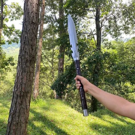 Viking Spear, Shivpuri Hunting Spear | Full Tang 15-inch Balance oil tempered Carbon Steel, Hand forged | Anniversary Gift for Him Sharpen- Ready to use. • 5160 Leaf spring from Truck is used for Blade and Bone is used for Handle. • 15 inches Blade. • 15 inches full tang Handle-Made of Rosewood. • Blade Weight: ~1350 Gram. • Final Weight: ~1600 Gram. #vikingsword #vikings #sword #swordartonline #swords #viking #swordfight #vikingaxe #vikingsofinstagram #vikingos #vikingstyle #knife #swordsm... Viking Spear, Hunting Spear, Boar Hunting, Random Products, Benchmade Knives, Galaxy Wallpaper Iphone, Tactical Gear Loadout, Anniversary Gift For Him, Outdoor Knife