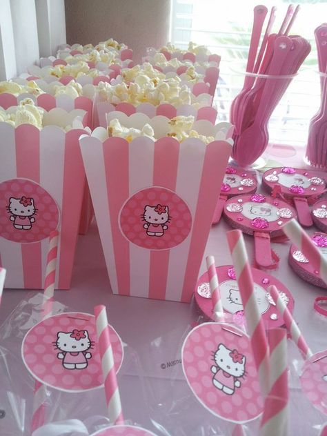 Hello Kitty Popcorn, Hello Kitty Birthday Decorations, Hello Kitty Baby Shower, Hello Kitty Birthday Theme, Hello Kitty Theme Party, Hello Kitty Birthday Cake, Hello Kitty Birthday Party, Hello Kitty Baby, Hello Kitty Themes