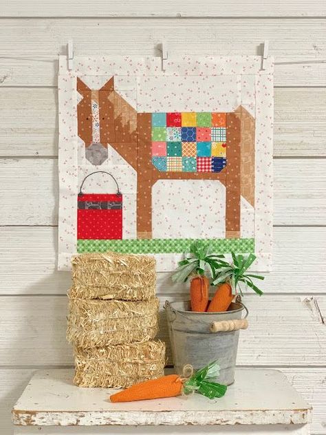 Farm Girl Vintage 2 Quilt Along - Farm Girl Friday's - Week Eleven! Tractor Quilt, Farm Quilt Patterns, Farm Animal Quilt, Happy Horse, Snowman Quilt, Farm Quilt, Barn Quilt Designs, Make A Snowman, Sew Simple