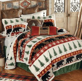 Bear Valley Plush Bedding Collection Lodge Bedding, Pine Beds, Black Forest Decor, How To Clean Pillows, Cabin Bed, Black Bears, Rustic Bedding, King Bedding Sets, Queen Bedding Sets