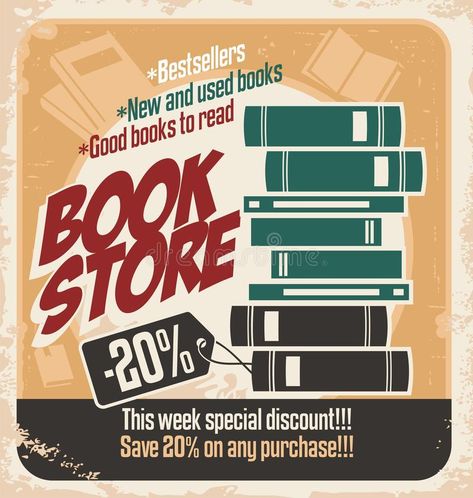 Retro Bookstore, Vintage Poster Template, Texture Music, Books Vector, Old Paper Texture, Book Expo, Book Advertising, Design Editorial, Promote Book